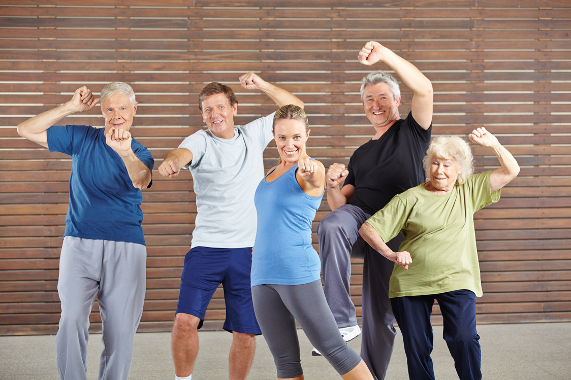 Active Seniors with Power and Energy in Gym